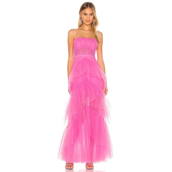 BCBGMaxAzria Dresses & Skirts - BCBGMaxAzria Hot Pink Tiered Tulle Gown